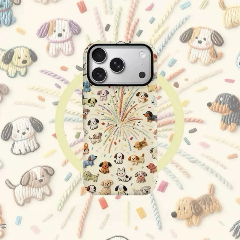 Stellar Fireworks Puppy Aesthetic Case for iPhone 13-17 PM | MagSafe 2-in-1 Film | Glossy/Matte