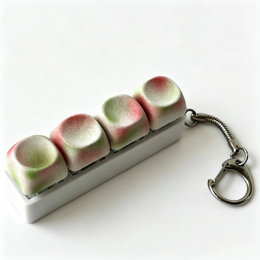 Strawberry Matcha Gradient 4-Key Keyboard Fidget Toy | Clicky Mechanical Buttons | Mini Keyboard Clicker | Stress Relief Fidget | ASMR Toy