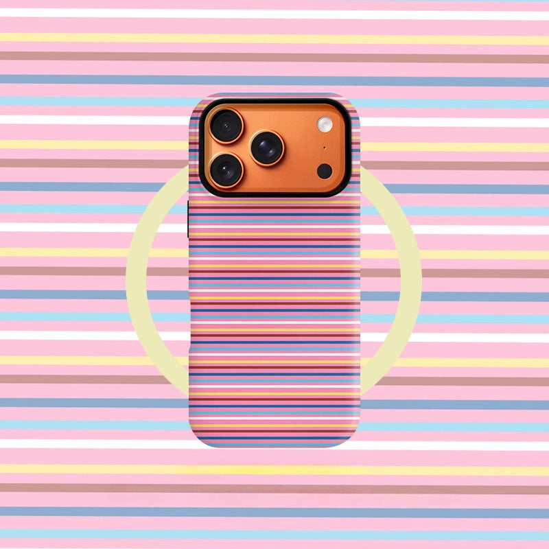 Striped Heartbeat Pattern MagSafe iPhone Case – Matte Finish