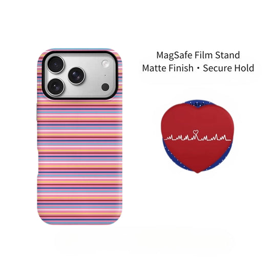 Striped Heartbeat Pattern MagSafe iPhone Case