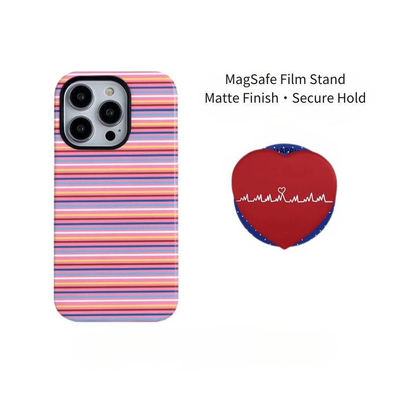 Striped Heartbeat Pattern MagSafe iPhone Case