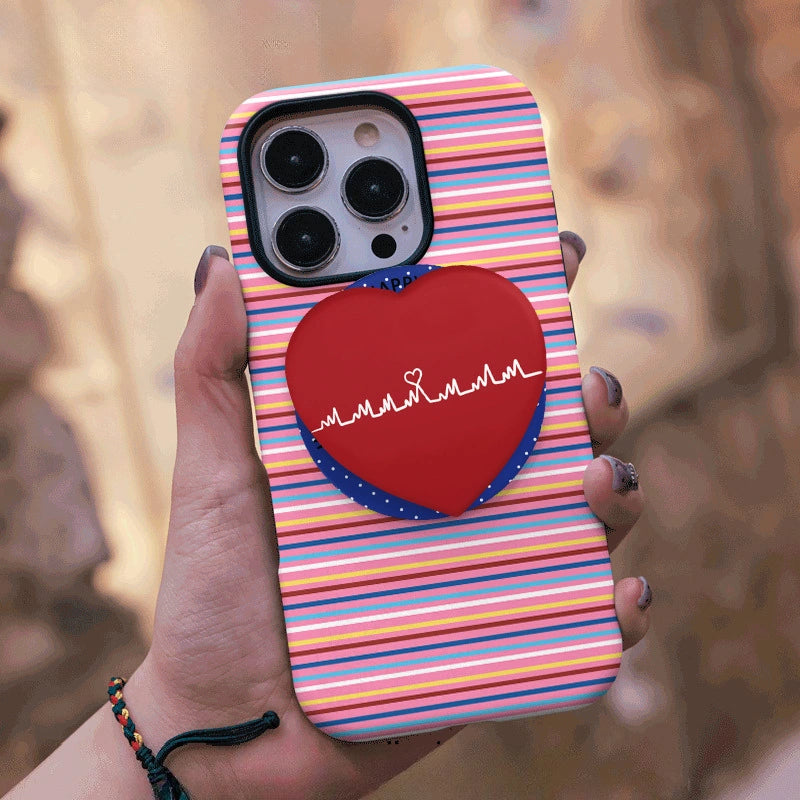 Striped Heartbeat Pattern MagSafe iPhone Case