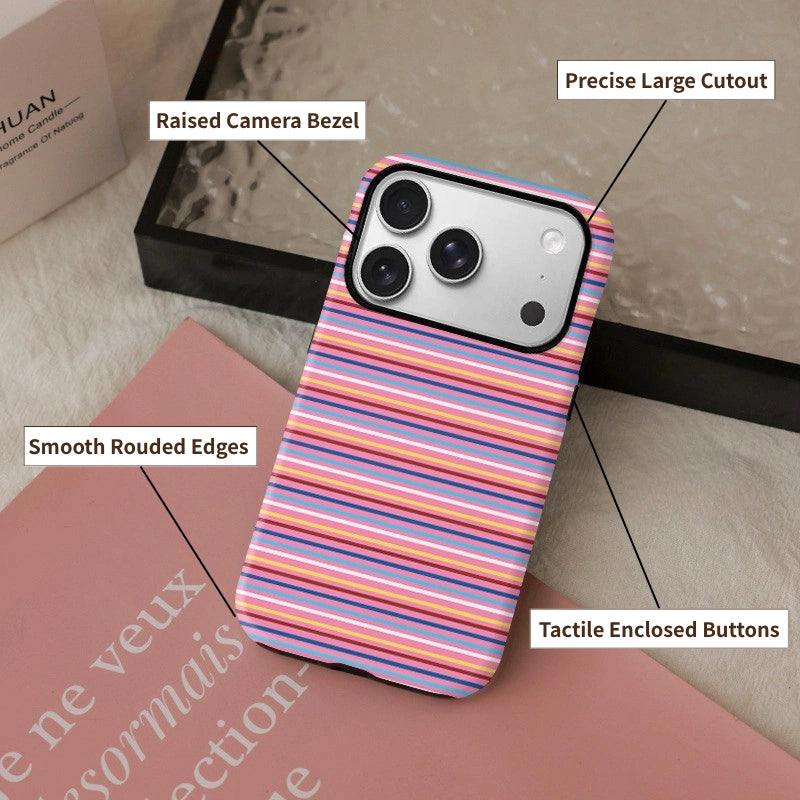 Striped Heartbeat Pattern MagSafe iPhone Case