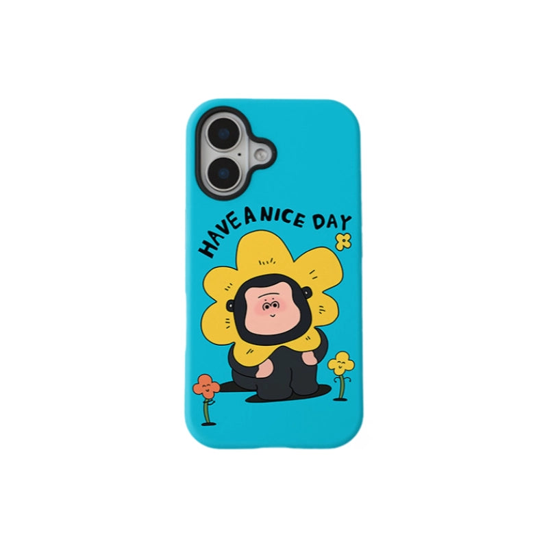 Sunny Sunflower Gorilla "Have A Nice Day" Case for iPhone 13-16 PM | MagSafe 2-in-1 Film | Glossy/Matte