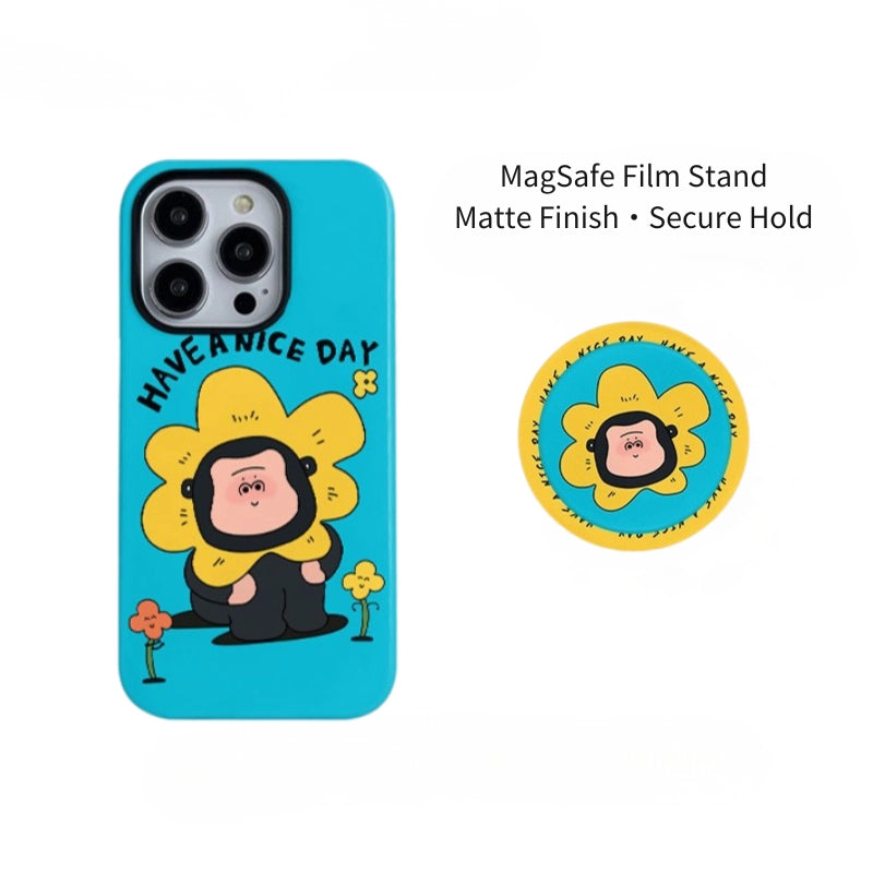 Sunny Sunflower Gorilla "Have A Nice Day" Case for iPhone 13-16 PM | MagSafe 2-in-1 Film | Glossy/Matte
