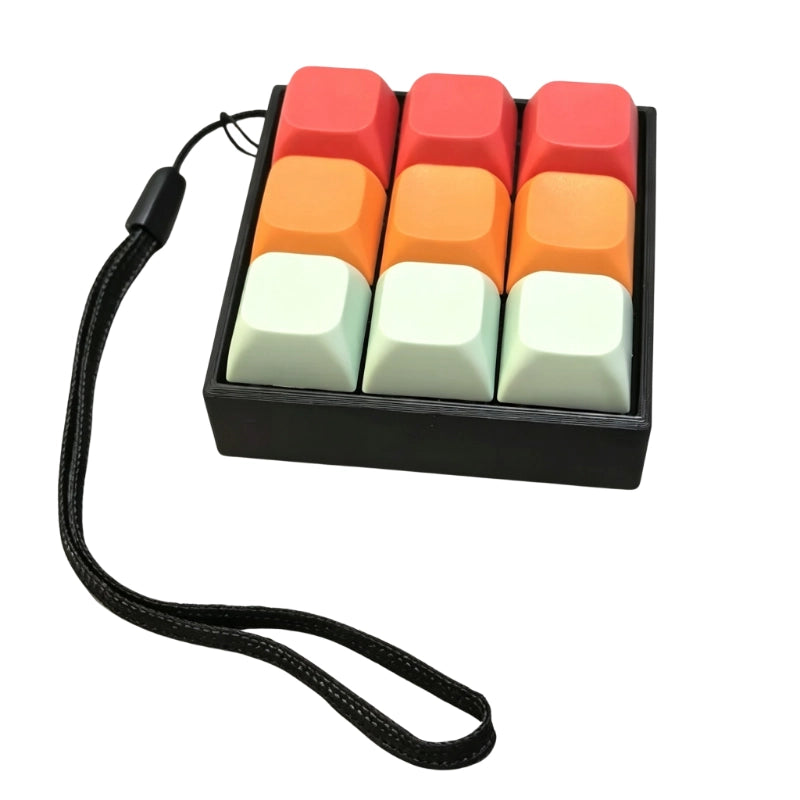 Tricolor Spectrum 9-Key Keyboard Fidget Toy | Clicky Mechanical Buttons | Mini Keyboard Clicker | Stress Relief Fidget | ASMR Toy