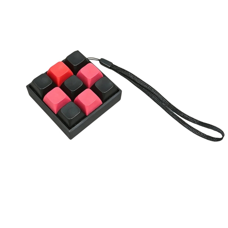 Tricolor Spectrum 9-Key Keyboard Fidget Toy | Clicky Mechanical Buttons | Mini Keyboard Clicker | Stress Relief Fidget | ASMR Toy