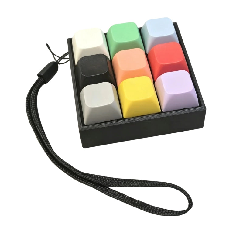 Tricolor Spectrum 9-Key Keyboard Fidget Toy | Clicky Mechanical Buttons | Mini Keyboard Clicker | Stress Relief Fidget | ASMR Toy