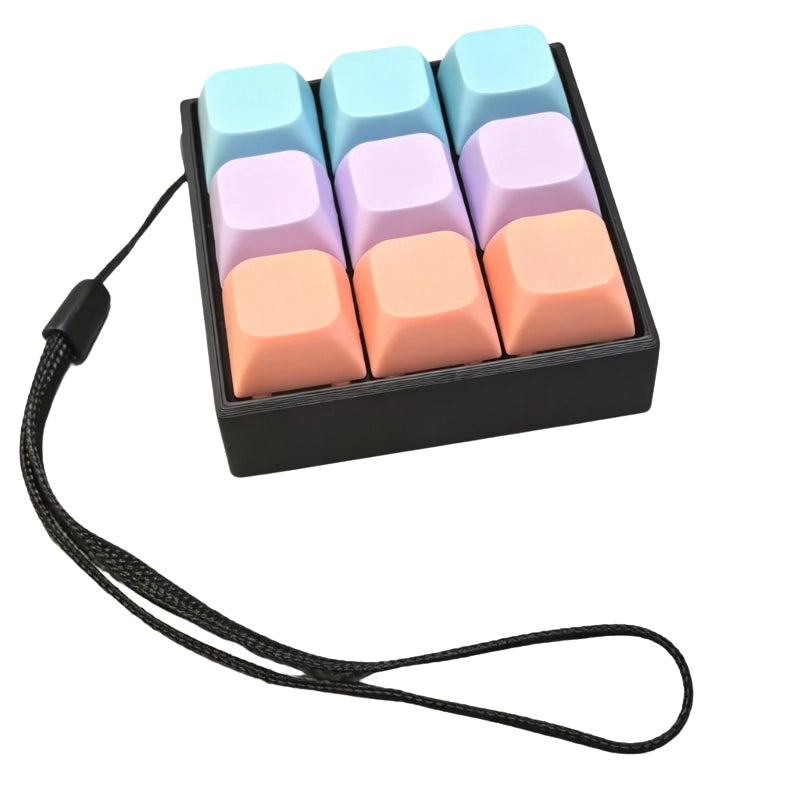 Tricolor Spectrum 9-Key Keyboard Fidget Toy | Clicky Mechanical Buttons | Mini Keyboard Clicker | Stress Relief Fidget | ASMR Toy