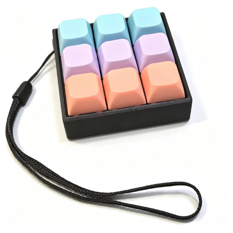 Tricolor Spectrum 9-Key Keyboard Fidget Toy | Clicky Mechanical Buttons | Mini Keyboard Clicker | Stress Relief Fidget | ASMR Toy