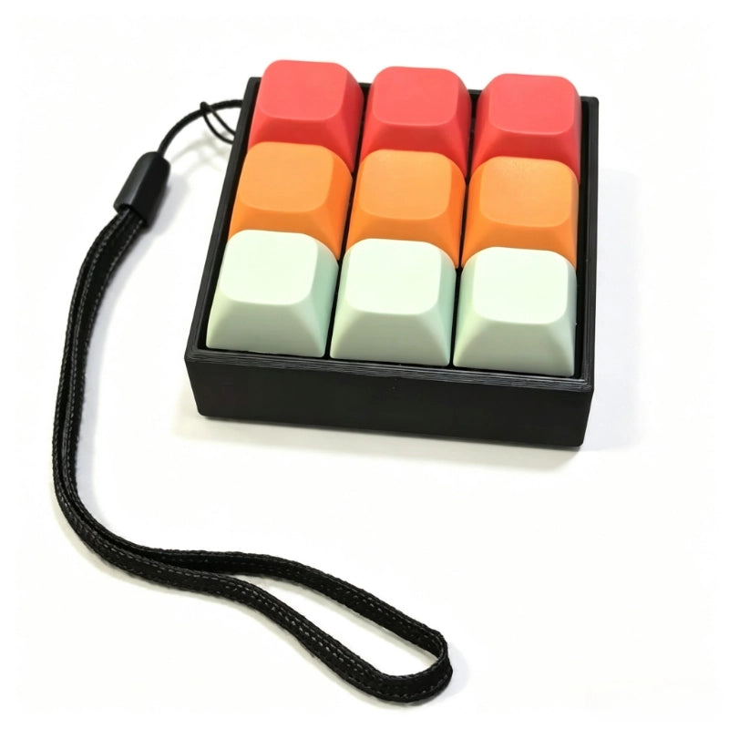 Tricolor Spectrum 9-Key Keyboard Fidget Toy | Clicky Mechanical Buttons | Mini Keyboard Clicker | Stress Relief Fidget | ASMR Toy