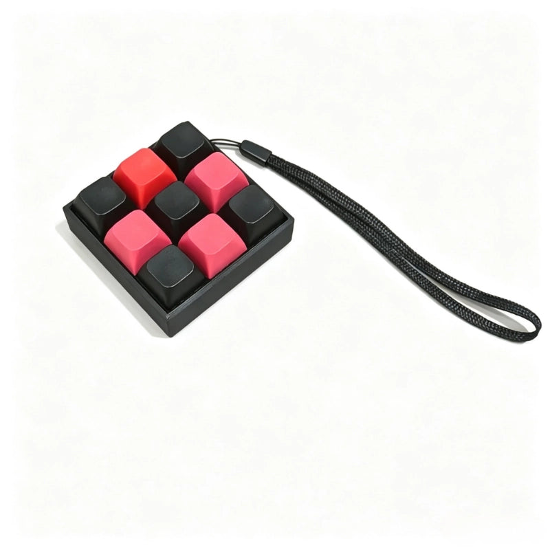 Tricolor Spectrum 9-Key Keyboard Fidget Toy | Clicky Mechanical Buttons | Mini Keyboard Clicker | Stress Relief Fidget | ASMR Toy