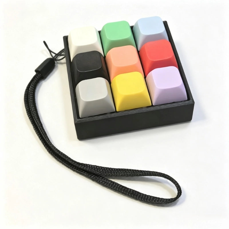 Tricolor Spectrum 9-Key Keyboard Fidget Toy | Clicky Mechanical Buttons | Mini Keyboard Clicker | Stress Relief Fidget | ASMR Toy