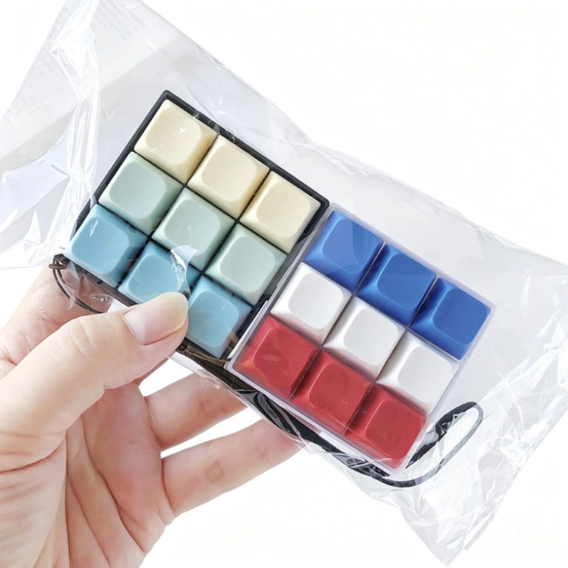 Tricolor Spectrum 9-Key Keyboard Fidget Toy | Clicky Mechanical Buttons | Mini Keyboard Clicker | Stress Relief Fidget | ASMR Toy