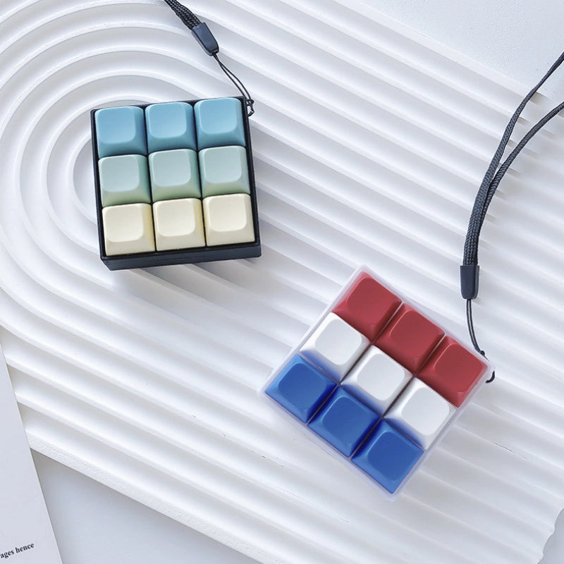 Tricolor Spectrum 9-Key Keyboard Fidget Toy | Clicky Mechanical Buttons | Mini Keyboard Clicker | Stress Relief Fidget | ASMR Toy