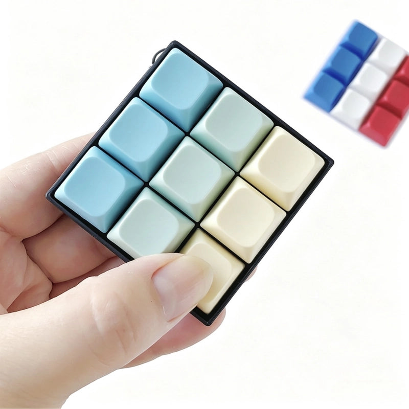 Tricolor Spectrum 9-Key Keyboard Fidget Toy | Clicky Mechanical Buttons | Mini Keyboard Clicker | Stress Relief Fidget | ASMR Toy
