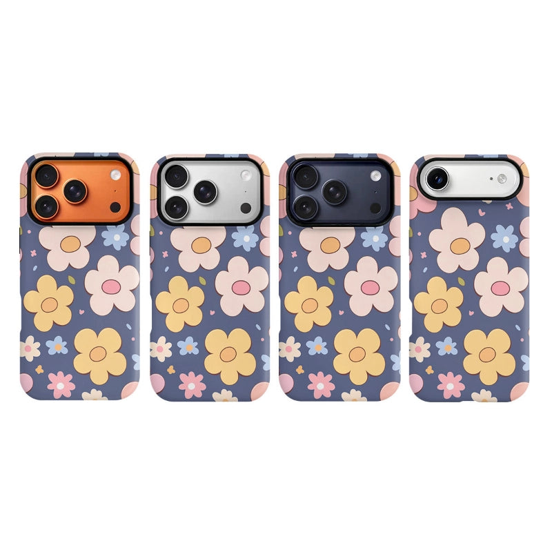 Vibrant Floral Pattern Case for iPhone 13-17 PM | MagSafe 2-in-1 Film | Glossy/Matte