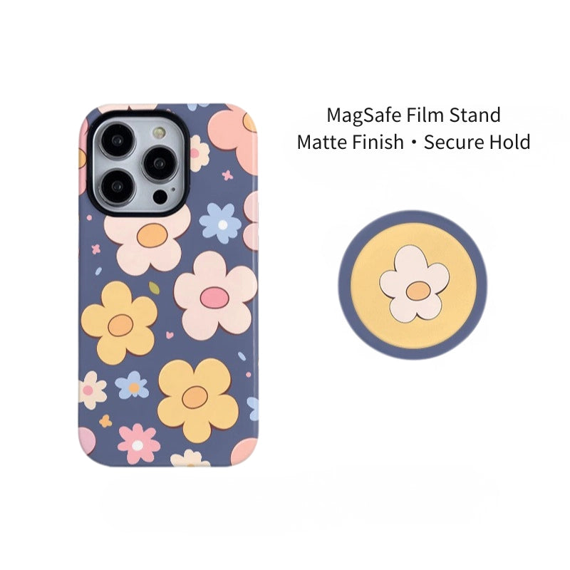Vibrant Floral Pattern Case for iPhone 13-17 PM | MagSafe 2-in-1 Film | Glossy/Matte