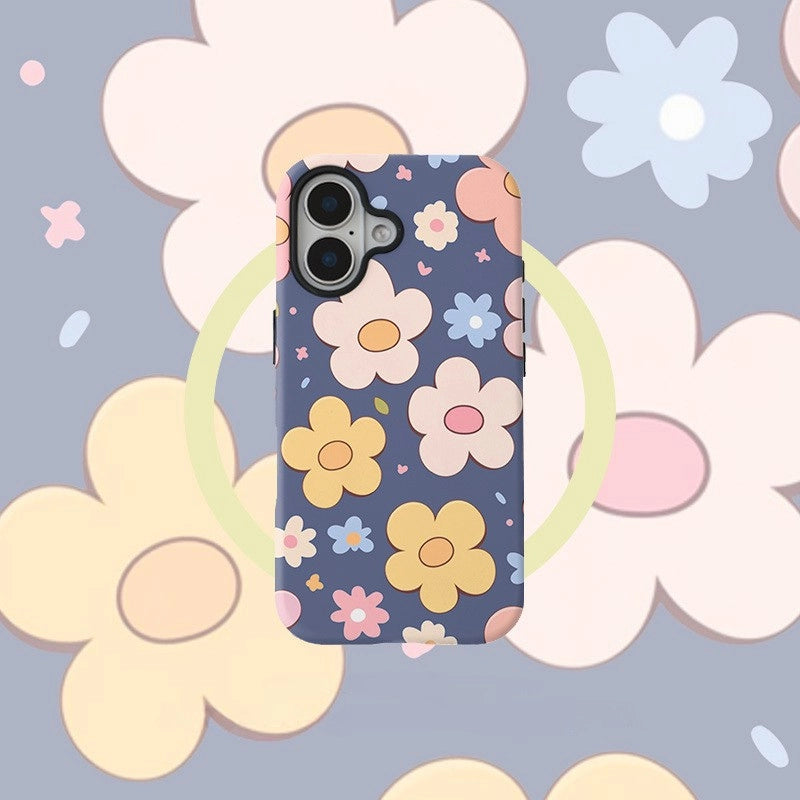 Vibrant Floral Pattern Case for iPhone 13-17 PM | MagSafe 2-in-1 Film | Glossy/Matte