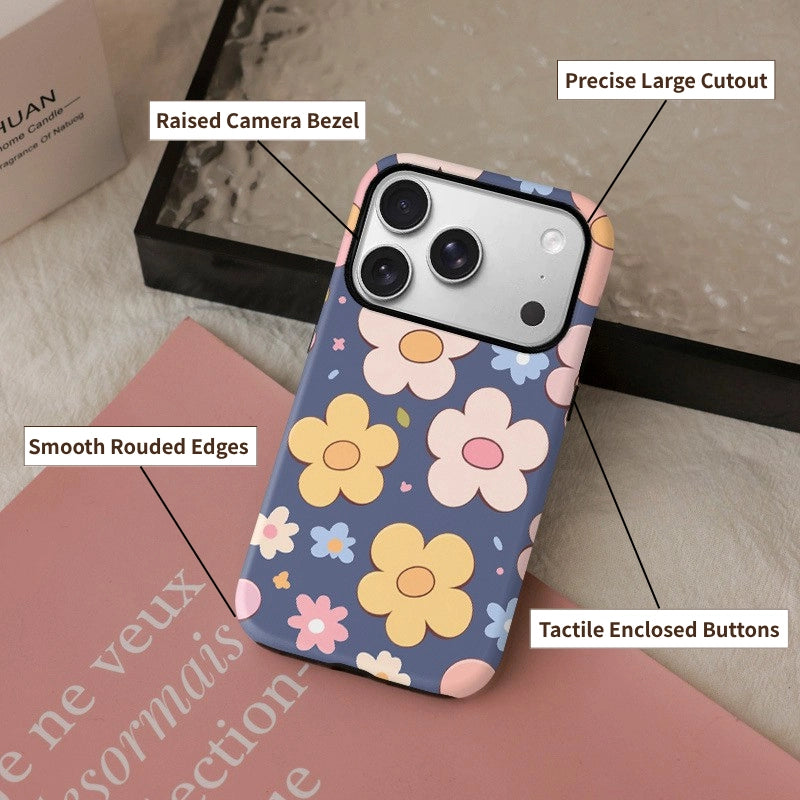 Vibrant Floral Pattern Case for iPhone 13-17 PM | MagSafe 2-in-1 Film | Glossy/Matte