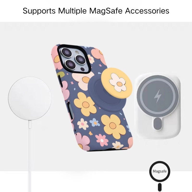 Vibrant Floral Pattern Case for iPhone 13-17 PM | MagSafe 2-in-1 Film | Glossy/Matte