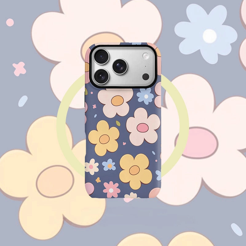 Vibrant Floral Pattern Case for iPhone 13-17 PM | MagSafe 2-in-1 Film | Glossy/Matte