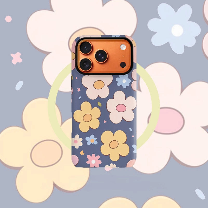 Vibrant Floral Pattern Case for iPhone 13-17 PM | MagSafe 2-in-1 Film | Glossy/Matte