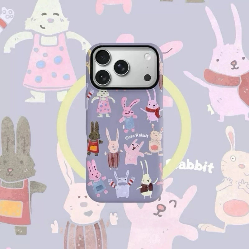 Whimsical Garden Rabbit MagSafe iPhone Case – Glossy Finish