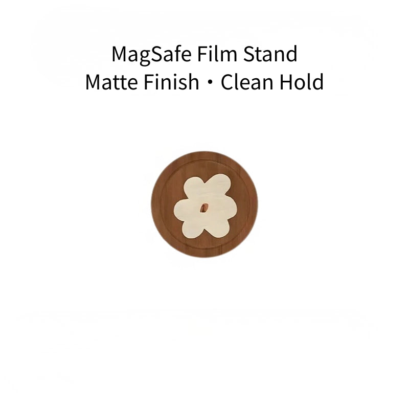 Wood-Grain Floral Case for iPhone 13-17 PM | MagSafe 2-in-1 Film | Glossy/Matte